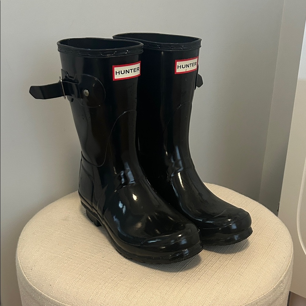 Hunter Glossy Black Waterproof Boots